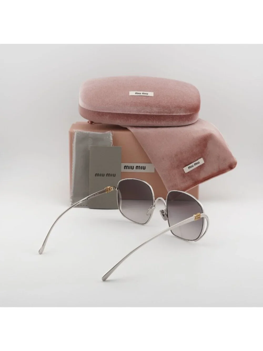 Miu Miu MU A57S 1BC30S Square Sunglasses – Gold / Grey Gradient